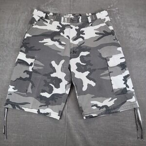 Regal Wear Y2K Mens Cargo Shorts Camo Size 32 Drawstring Hip‎ Hop Skater Grunge